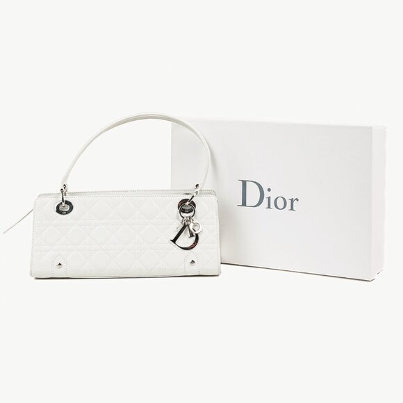 Christian Dior Lady Dior East-West White Leather Double Handle Bag - Picture 14 of 14